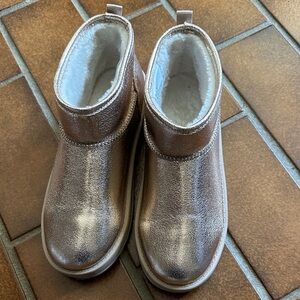 Sonoma Metallic Rose Gold Girls Faux-Fur Slip-On Ankle Boots